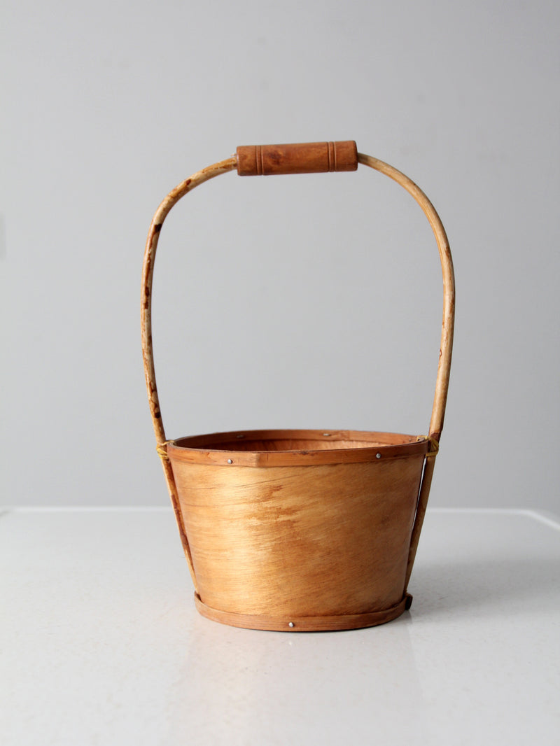 vintage hand-painted balsa wood basket