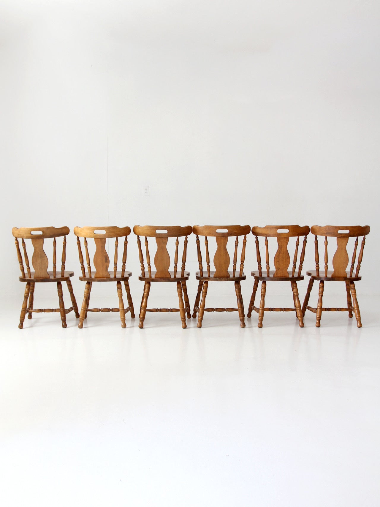 mid-century Colonial Revival spindle back dining chairs | set of 6