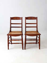 antique Victorian ladder back chairs with cane seats pair