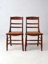 antique Victorian ladder back chairs with cane seats pair