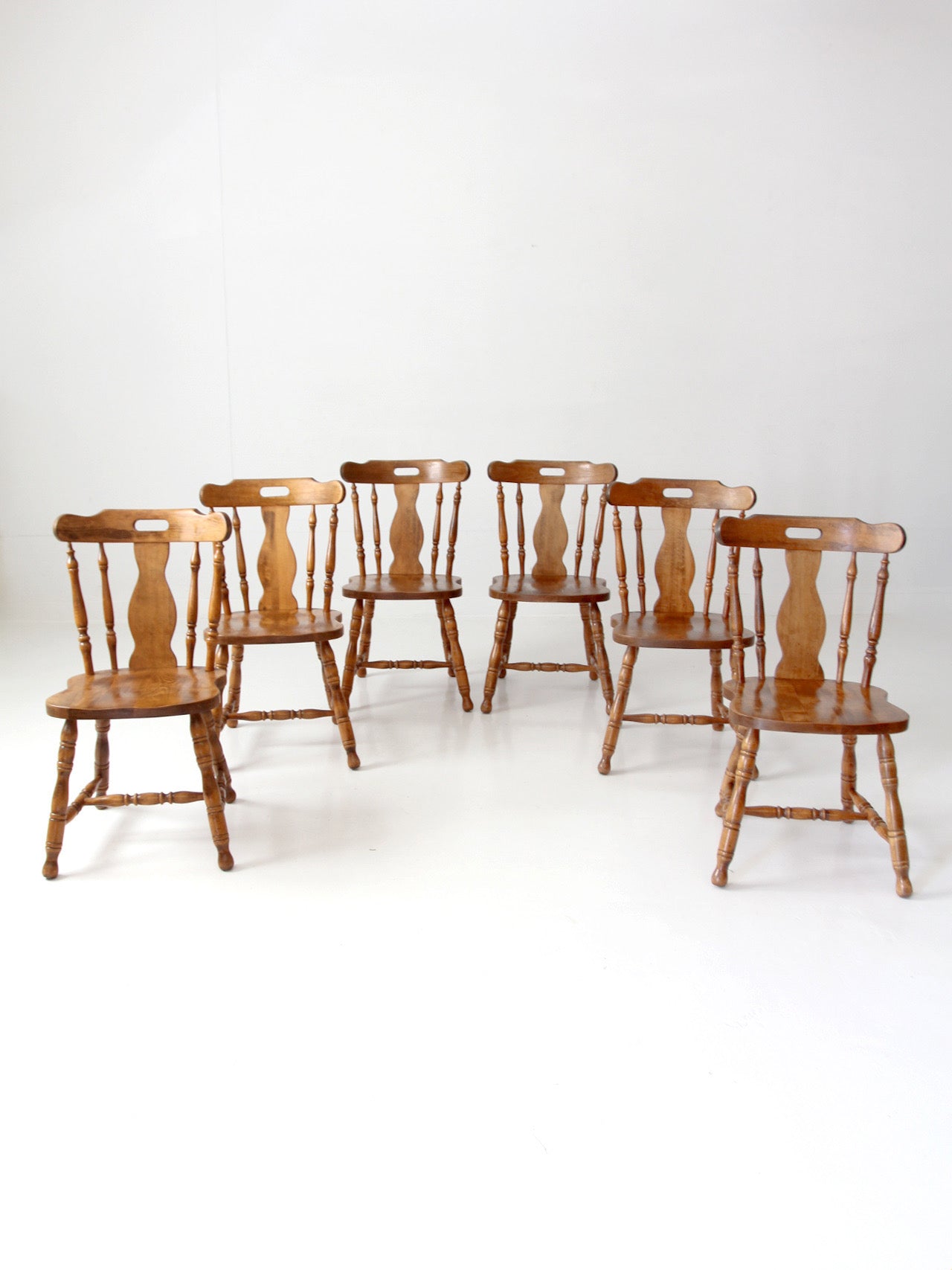 mid-century Colonial Revival spindle back dining chairs | set of 6