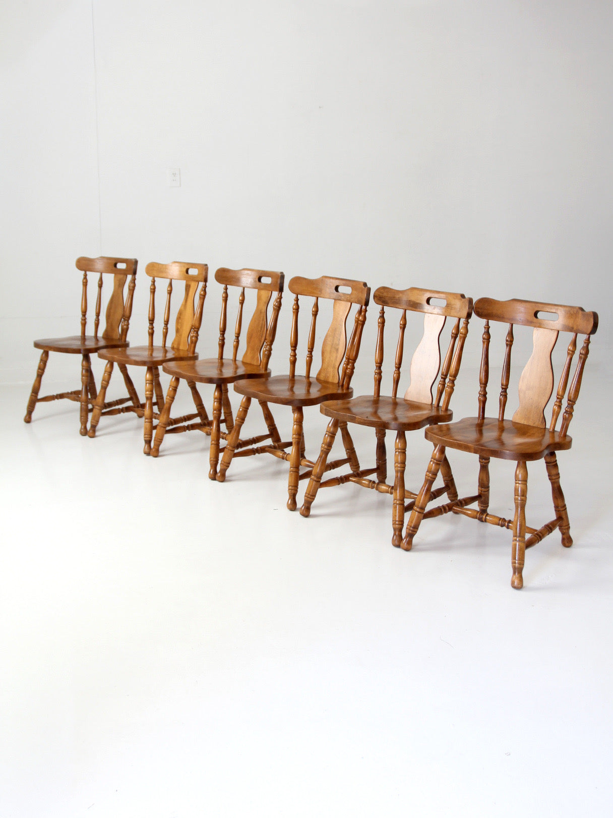mid-century Colonial Revival spindle back dining chairs | set of 6