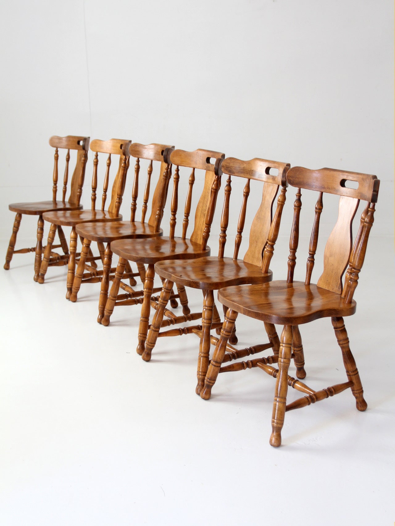 mid-century Colonial Revival spindle back dining chairs | set of 6