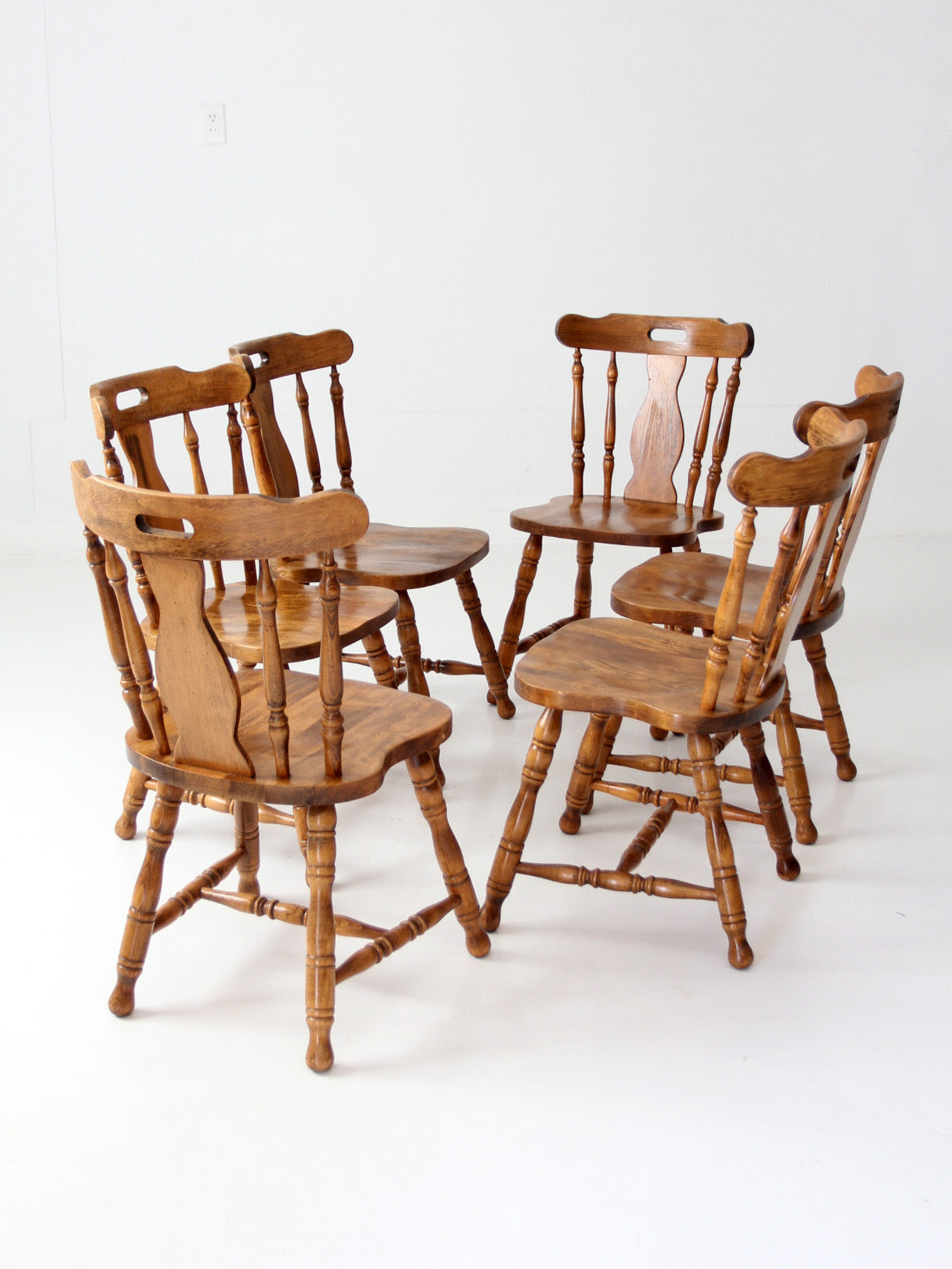 mid-century Colonial Revival spindle back dining chairs | set of 6