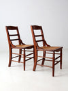 antique Victorian ladder back chairs with cane seats pair