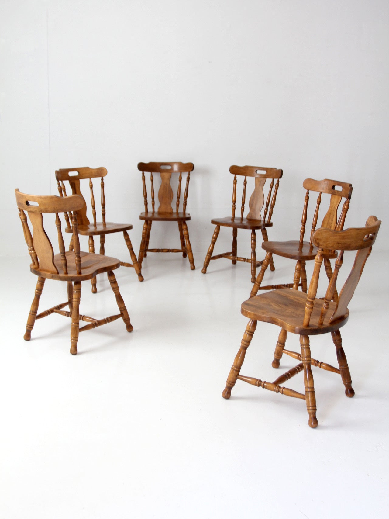 mid-century Colonial Revival spindle back dining chairs | set of 6