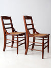 antique Victorian ladder back chairs with cane seats pair