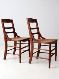 antique Victorian ladder back chairs with cane seats pair