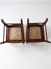 antique Victorian ladder back chairs with cane seats pair