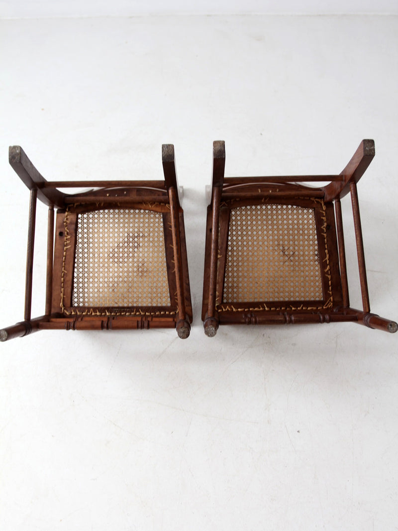 antique Victorian ladder back chairs with cane seats pair