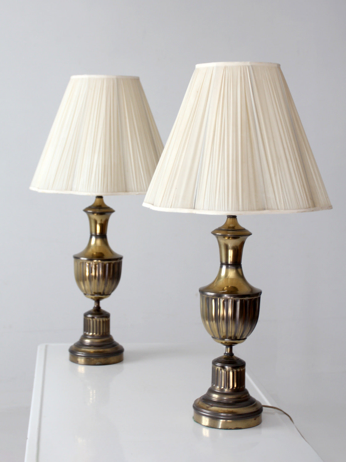 pair of vintage brass urn table lamps