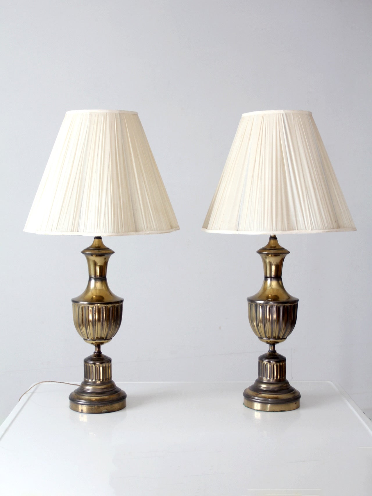 pair of vintage brass urn table lamps