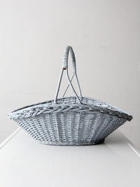 vintage blue wicker market basket