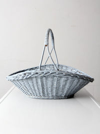 vintage blue wicker market basket