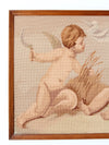 vintage framed needlepoint cherubs wall hanging