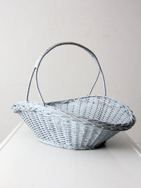 vintage blue wicker market basket