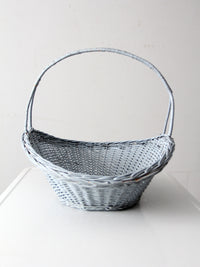 vintage blue wicker market basket