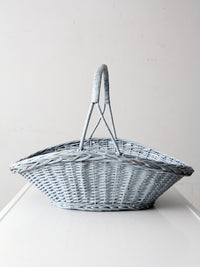 vintage blue wicker market basket