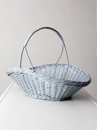 vintage blue wicker market basket