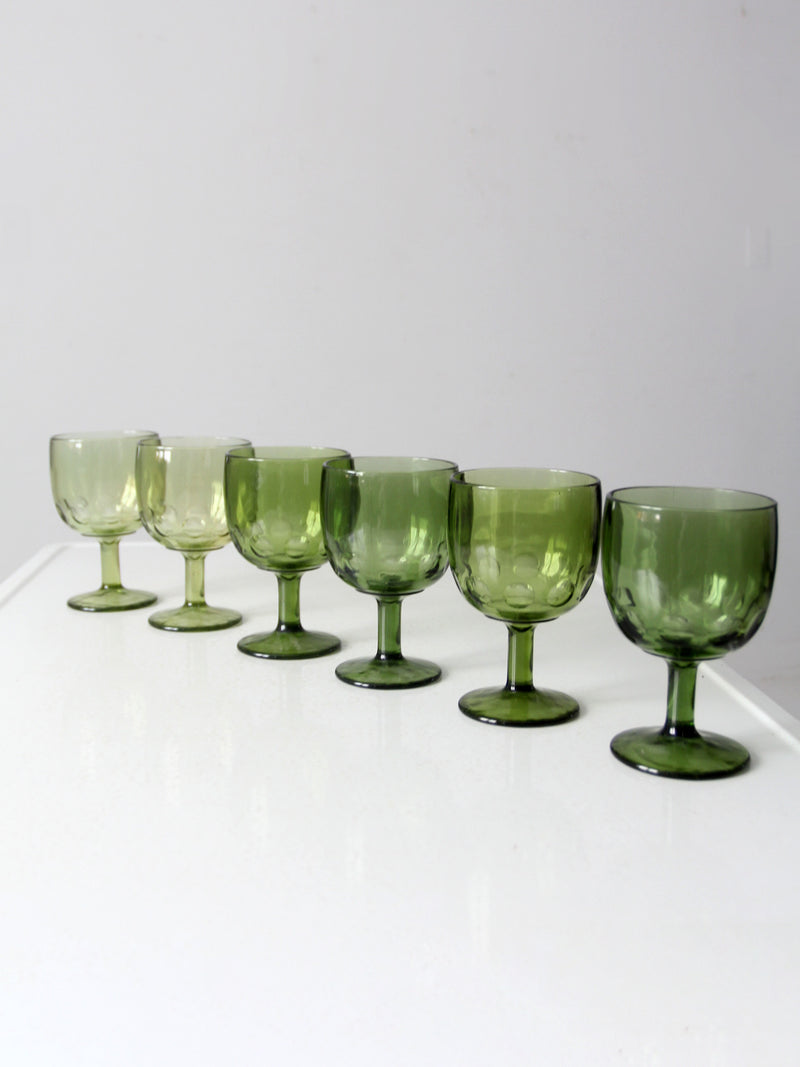 vintage Bartlett Collins thumbprint goblets set of 6