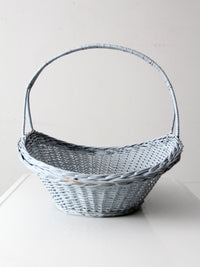 vintage blue wicker market basket