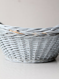 vintage blue wicker market basket