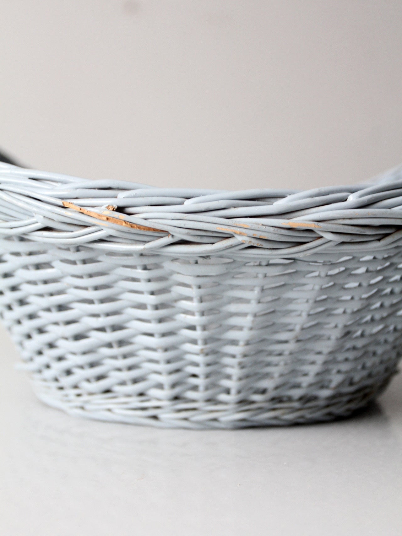 vintage blue wicker market basket