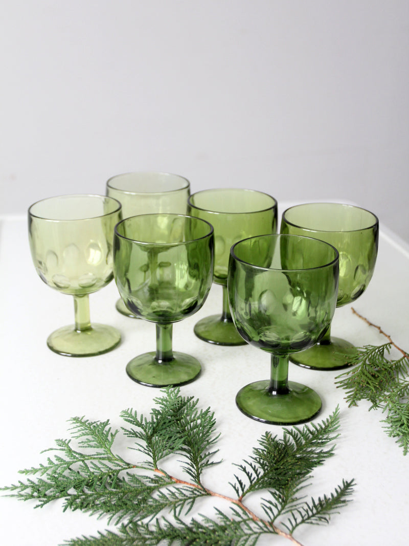 vintage Bartlett Collins thumbprint goblets set of 6