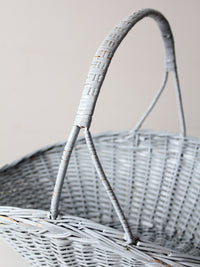 vintage blue wicker market basket