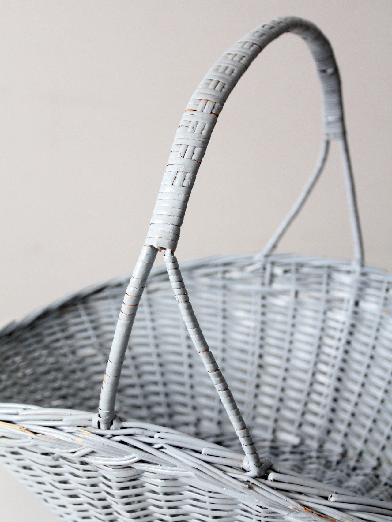 vintage blue wicker market basket