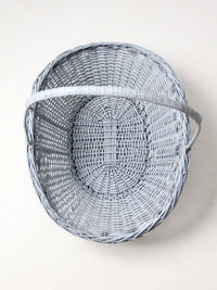 vintage blue wicker market basket