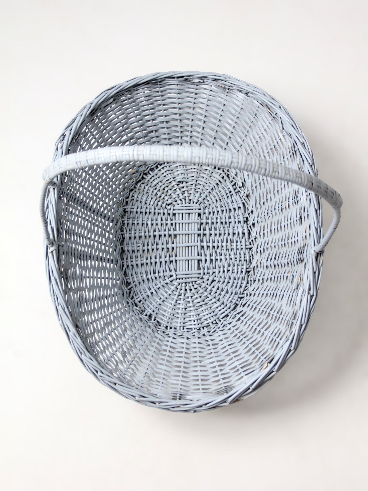 vintage blue wicker market basket