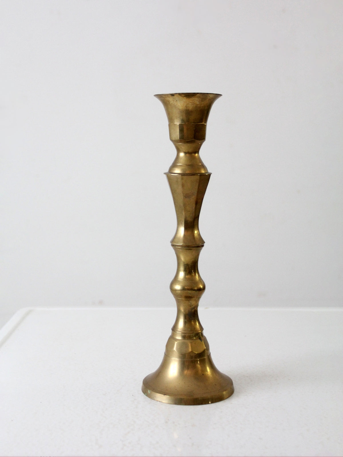 antique brass baluster candlestick holder