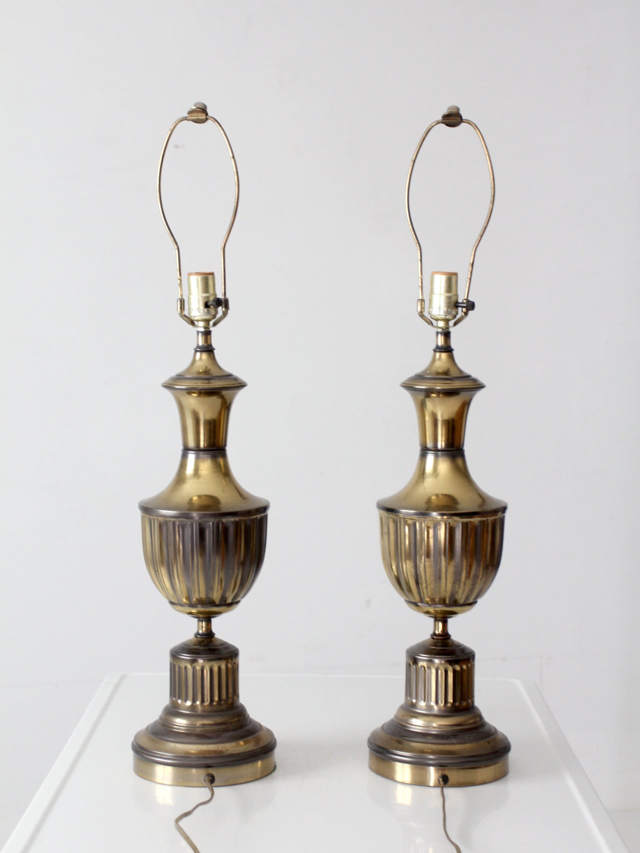 pair of vintage brass urn table lamps