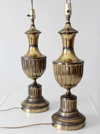 pair of vintage brass urn table lamps