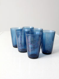 vintage Vereco set of 6 blue glass tumblers