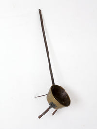 antique brass and iron three-legged hearth cooking pan
