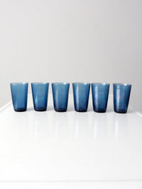 vintage Vereco set of 6 blue glass tumblers