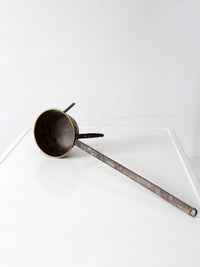 antique brass and iron three-legged hearth cooking pan