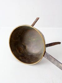 antique brass and iron three-legged hearth cooking pan
