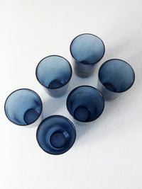 vintage Vereco set of 6 blue glass tumblers