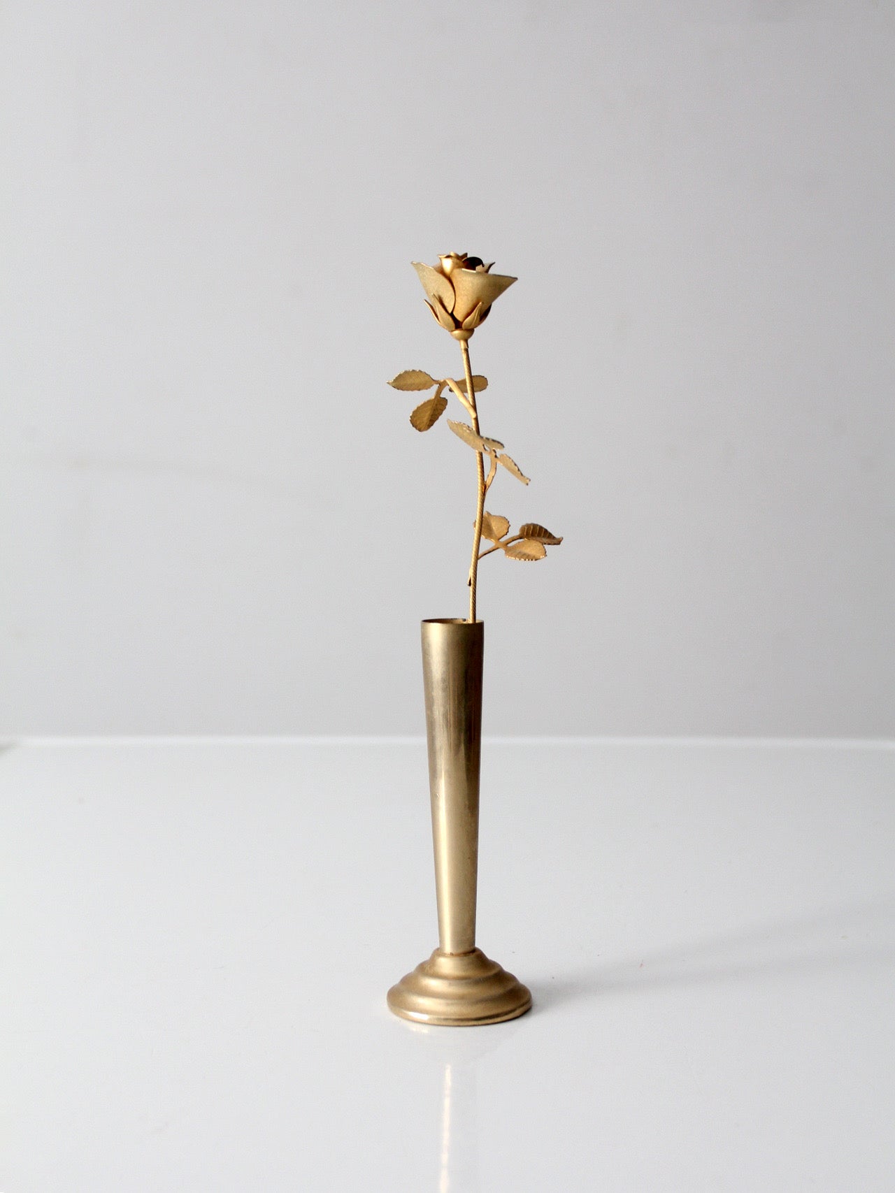 mid-century brass rose bud vase figurine