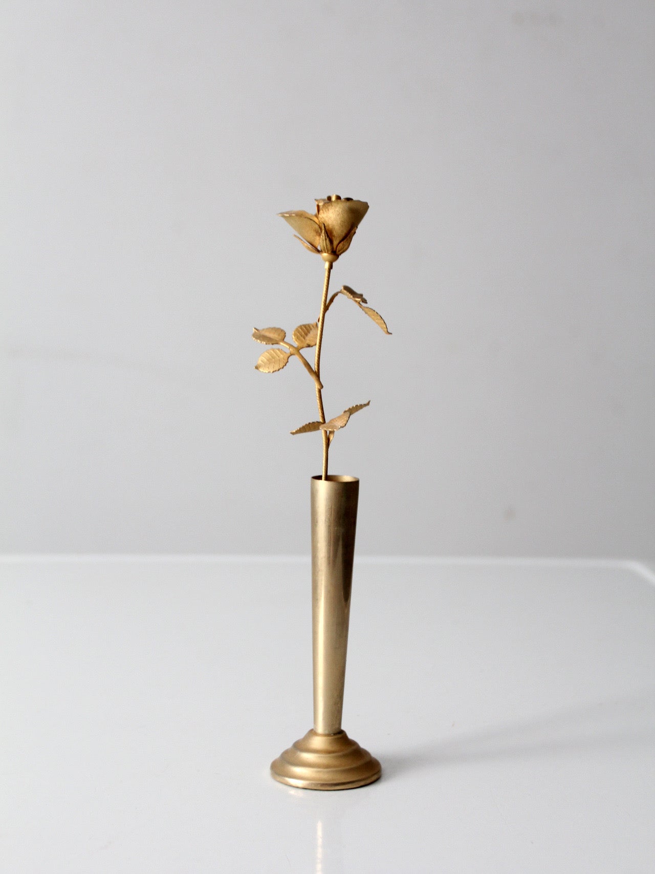 mid-century brass rose bud vase figurine