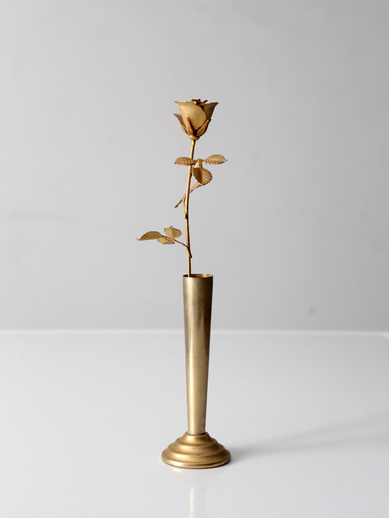 mid-century brass rose bud vase figurine
