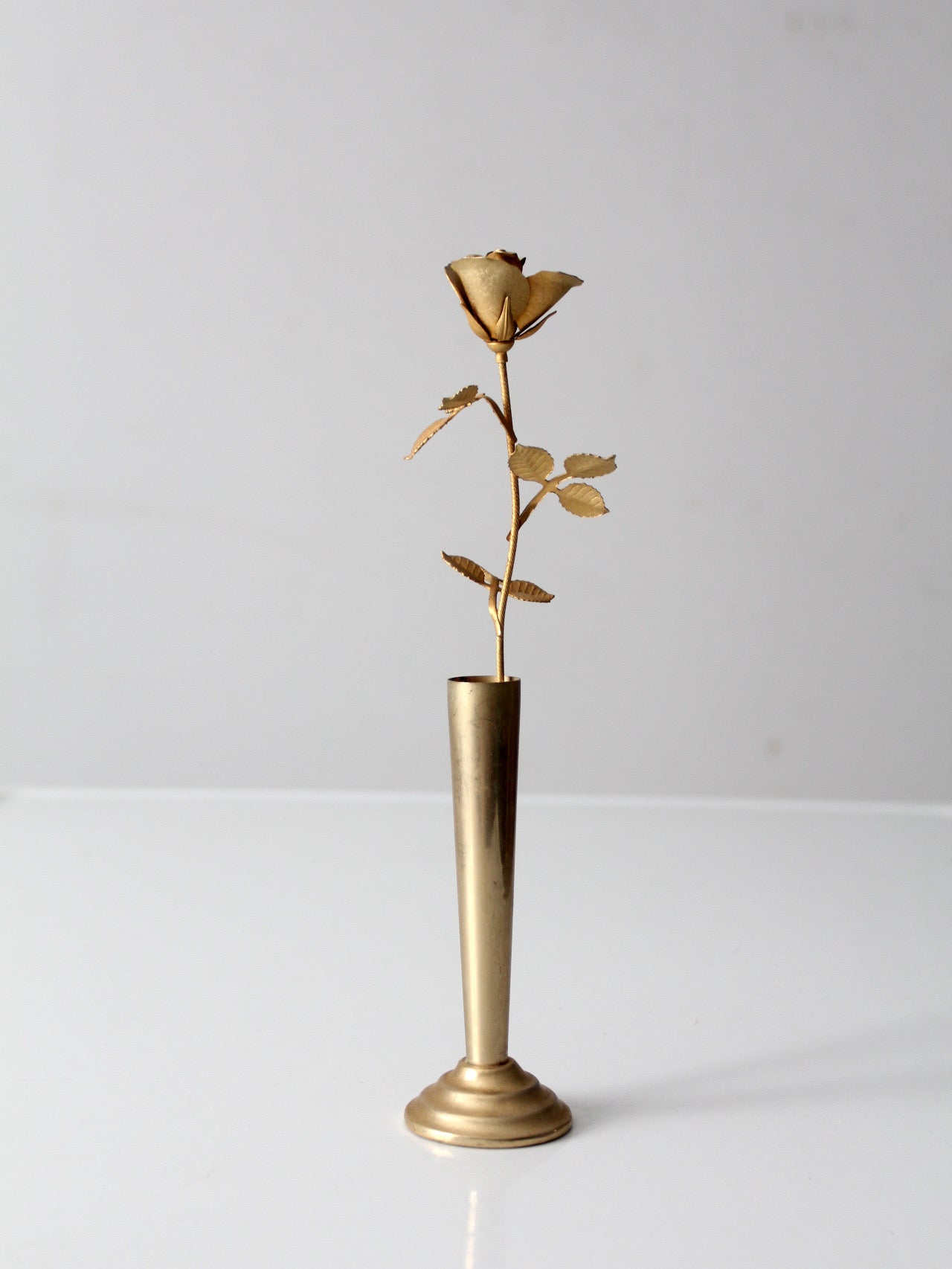 mid-century brass rose bud vase figurine