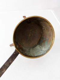 antique brass and iron three-legged hearth cooking pan