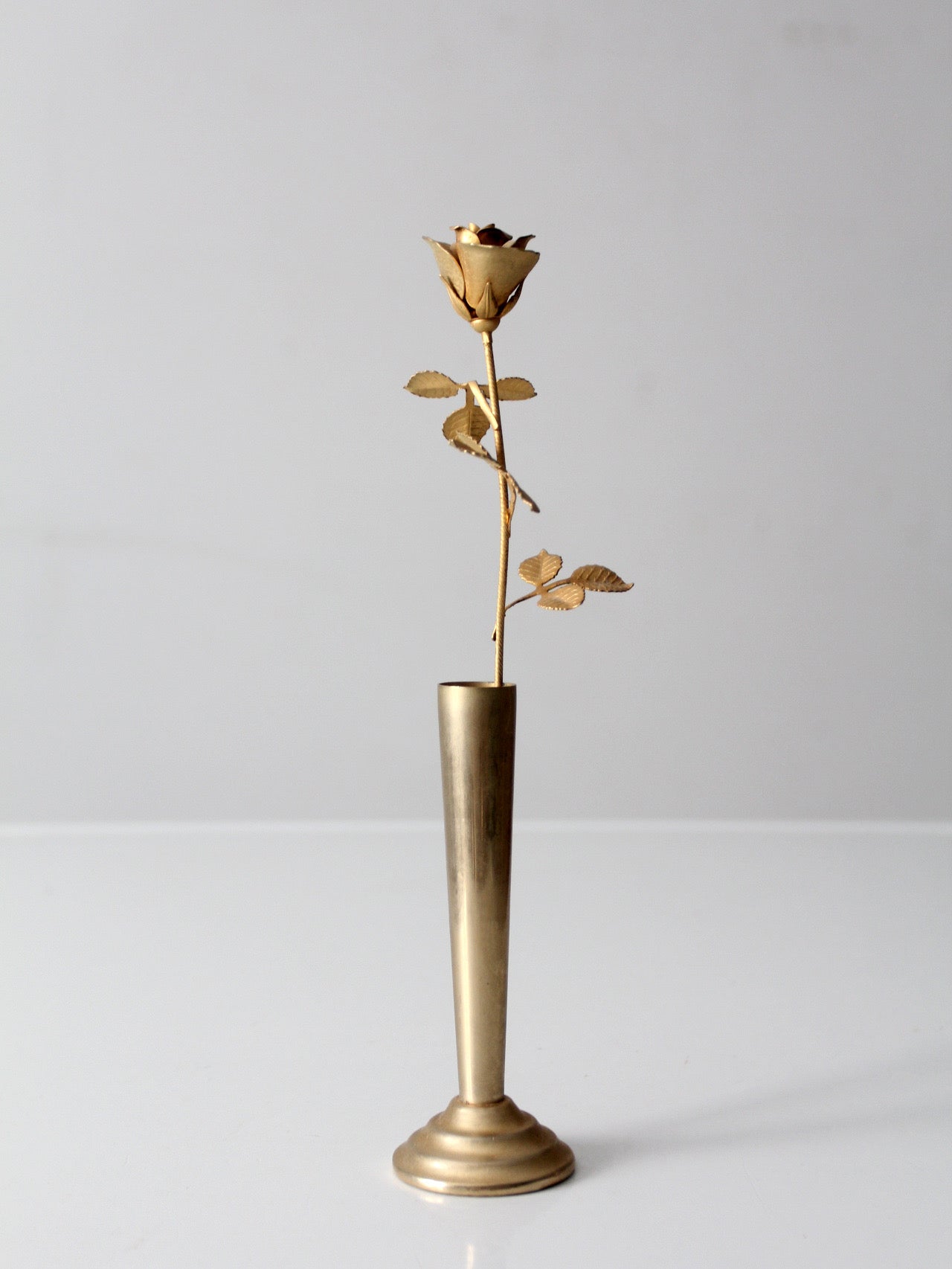 mid-century brass rose bud vase figurine