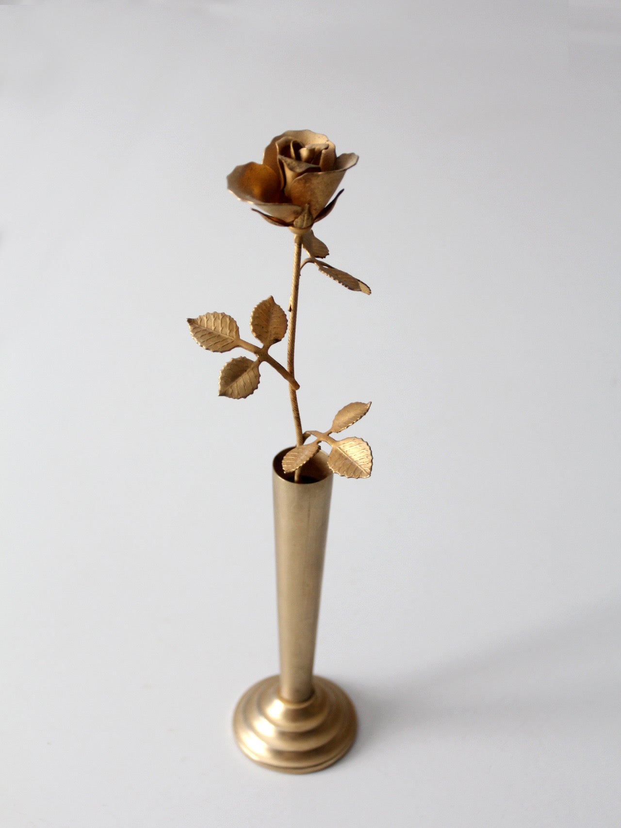 mid-century brass rose bud vase figurine