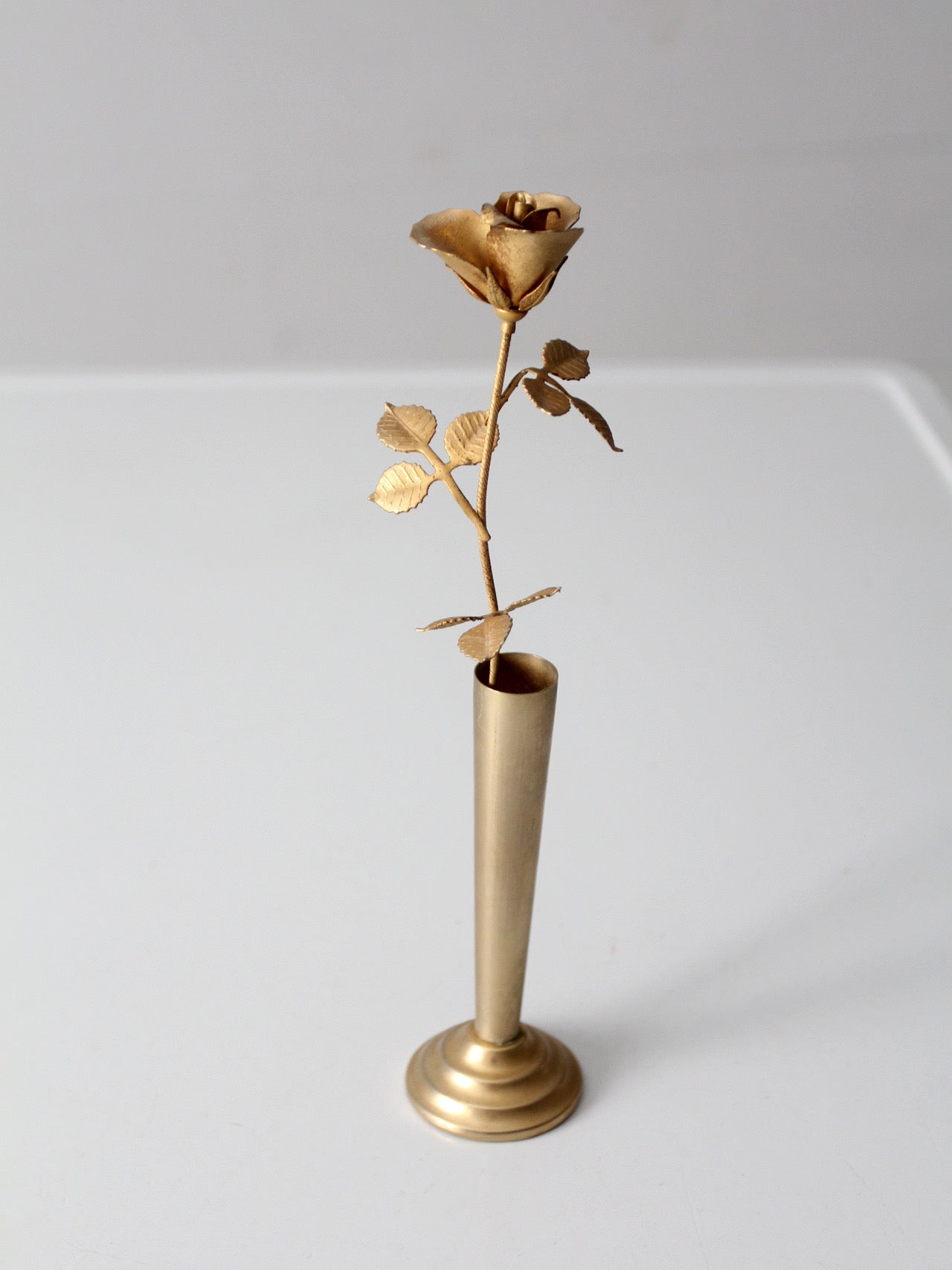 mid-century brass rose bud vase figurine