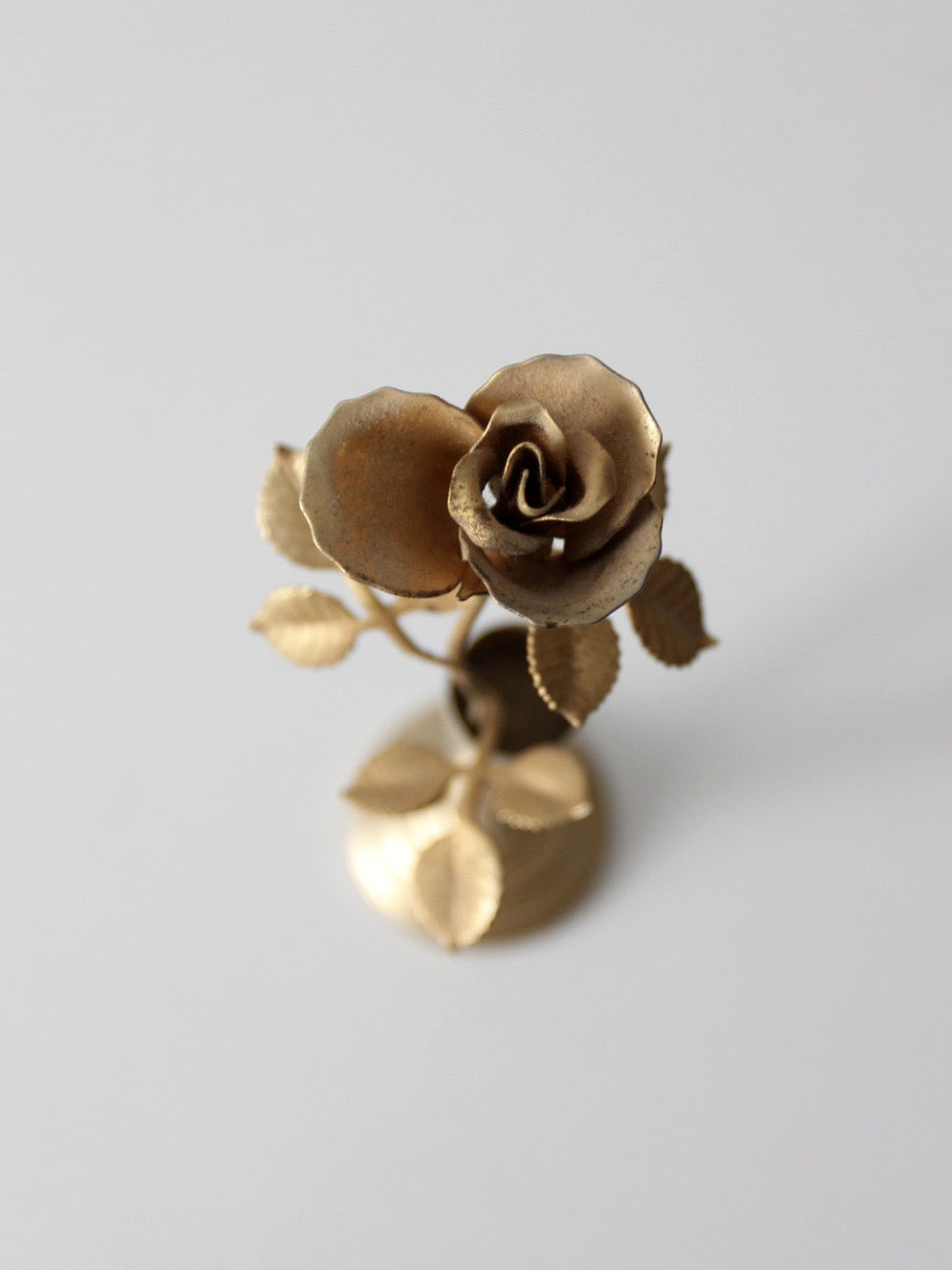 mid-century brass rose bud vase figurine